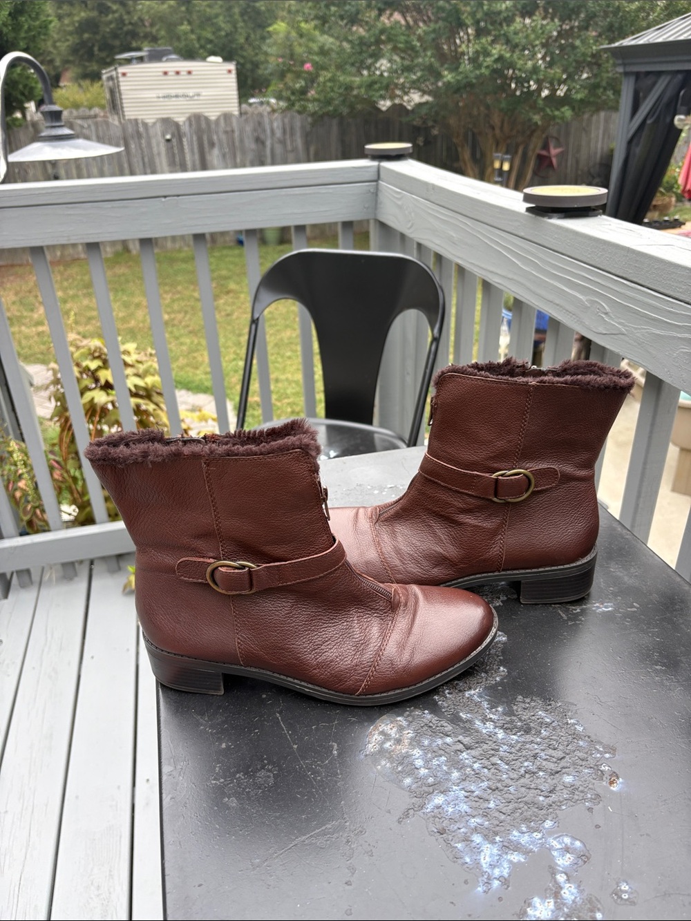Naturalizer Brown Faux-Fur Cuff Ankle Booties